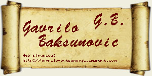 Gavrilo Bakšunović vizit kartica